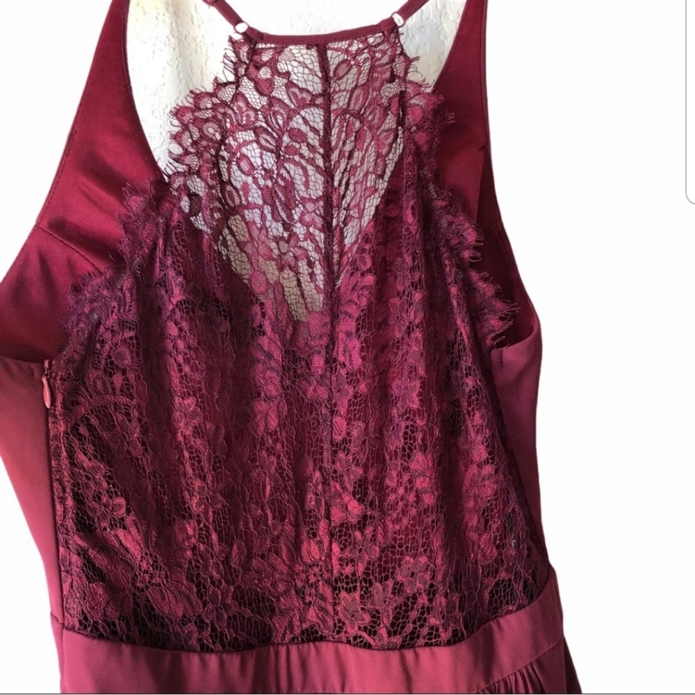 Lulu's Burgundy Maroon Lace Back Maxi Dress Medium - Picture 9 of 13